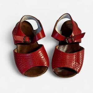 Vintage 0-6 months newborn baby cherry red leather baby sandals